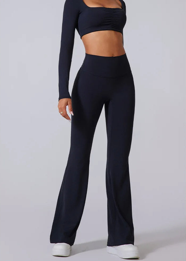 Women High Waist Flared Leggings Gym Fitness Yoga Pants Workout Runing Sport Leggings Women's Control Tummy Yoga Wide Leg Pants
