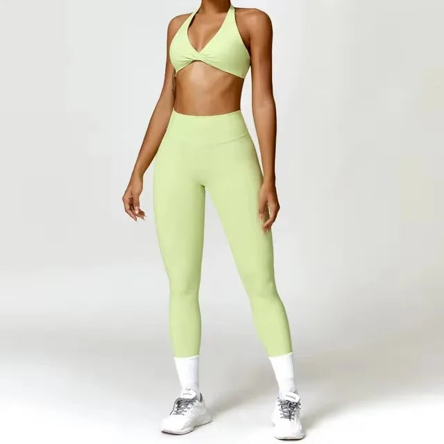Sport Bra Leggings Suit 2PCS Yoga Set Nude Feeling Workout Sets Women Tracksuit Gym Push Up Fitness Running Workout Sportwear