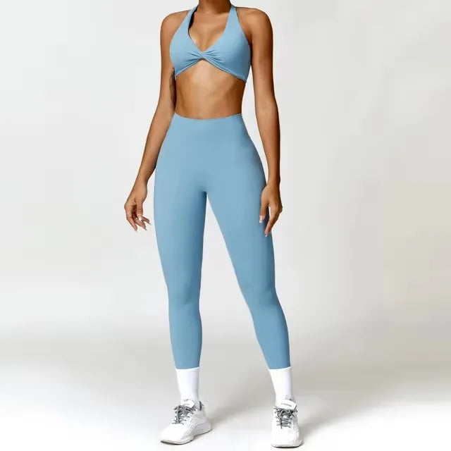 Sport Bra Leggings Suit 2PCS Yoga Set Nude Feeling Workout Sets Women Tracksuit Gym Push Up Fitness Running Workout Sportwear