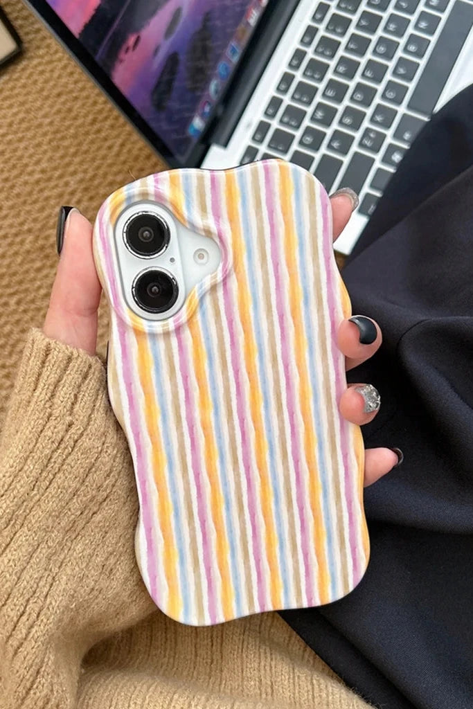 2in1 Stylish Color Collision Stripes Splicing Shockproof Protective Phone Cover Case for iPhone 17 16 15 14 13 12 Pro Max 17Air