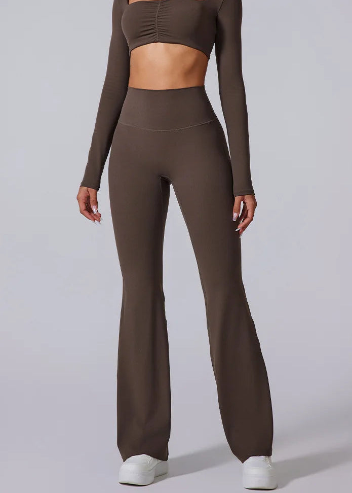 Women High Waist Flared Leggings Gym Fitness Yoga Pants Workout Runing Sport Leggings Women's Control Tummy Yoga Wide Leg Pants