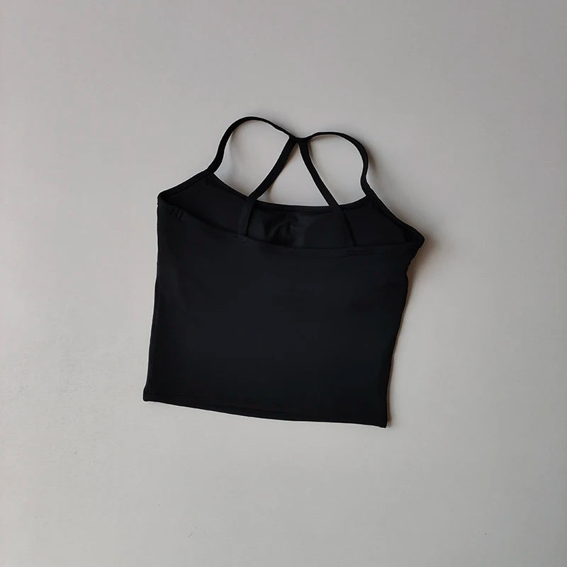 Yoga Gym Set Halter Top Set Yoga High Waist Shorts Set Backless Tights Bra Vest Seamless Stretch Ribbed Buttocks Lift Shorts Set